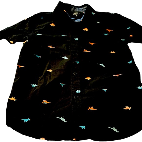 Bixby Nomad Boys Size 6-7 Short Sleeve Dinosaur Button Down Shirt - Picture 1 of 4